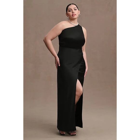 NWT Anthropologie BHLDN Dylan One-Shoulder Satin Side-Slit Gown $248 PLUS 22W - Picture 1 of 7